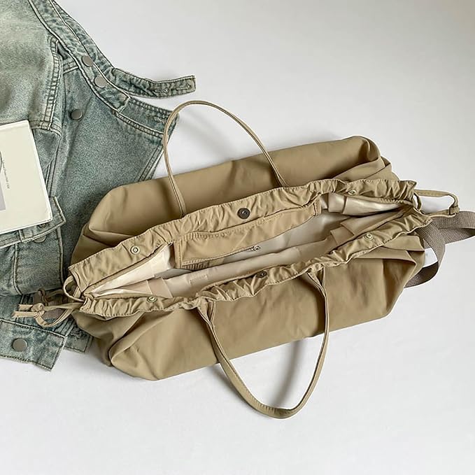 Stylish Crinkled Nylon Handbag with Adjustable Comfortable Strap and Spacious Interior Shoulder Bag for Work or Gym Use Bag