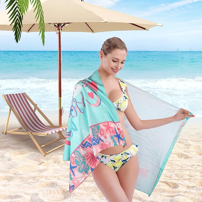 Beach Towel Microfiber 60"x30" Lightweight Sand Free Absorbent Quicy Dry Colorful Turtle Travel Towels Swim Pool Yoga Gym Camping for Adults Women Girls Kids Beach Essentials Accessories