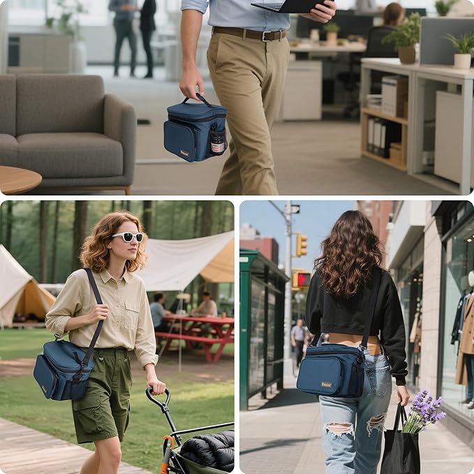 BALEINE Insulated Lunch Bag for Men Women, 15 Can Leakproof Cooler Bag with Adjustable Shoulder Strap for Work Picnic, Lunch Box for Women Men (Medium, Grey)