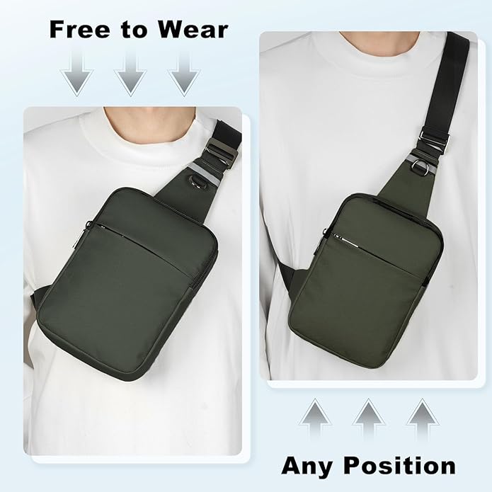 BROADREAM Mini Sling Bag for Men Women Small Crossbody Backpack Shoulder Bags with RFID & Waterproof for Hiking Trave Running