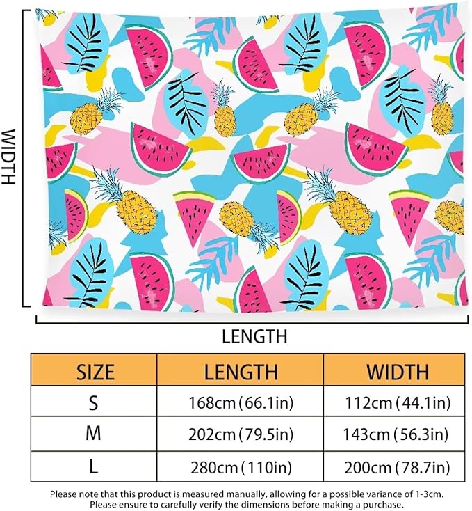 Soft Beach Towel 79x56 inch,Woven Microfiber Sand Free Beach Towel Lightweight Beach Bath Towel for Adult Teenagers, Quick Dry Pool Towel Decorative Size M, Watermelon Pineapple Print