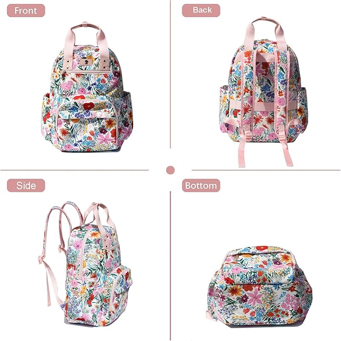 Diaper Bag Backpack, Large Capacity Multifunction Baby Essentials Fashion Travel Pack Linen Canvas office Laptop Bag (Canvas Pink)