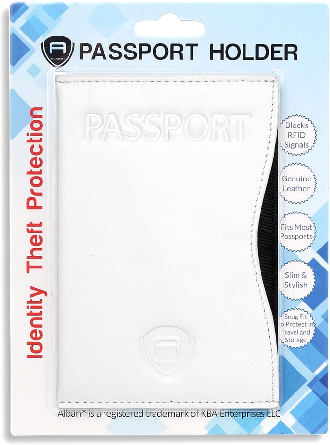 Alban RFID Passport Holder Women Men RFID Blocking Travel Passport Wallet Case Genuine Leather Passport Cover porta pasaporte