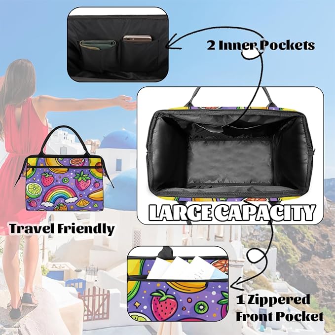 Rainbow Fruit Overnight Weekender Bag for Women Men Travel Duffel Bags Waterproof Luggage Carry on Sports Yoga Gym Bag