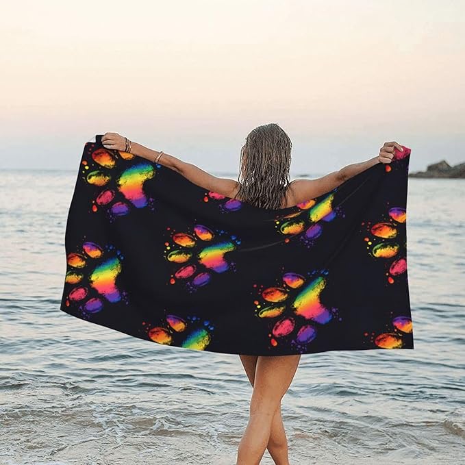 Paw Colorful Sand Free Beach Towel – 31.5"X63" Quick Dry Microfiber Beach Towels for Travel, Swimming, Pool, and Camping, Absorbent and Compact Beach Essential for Women, and Men