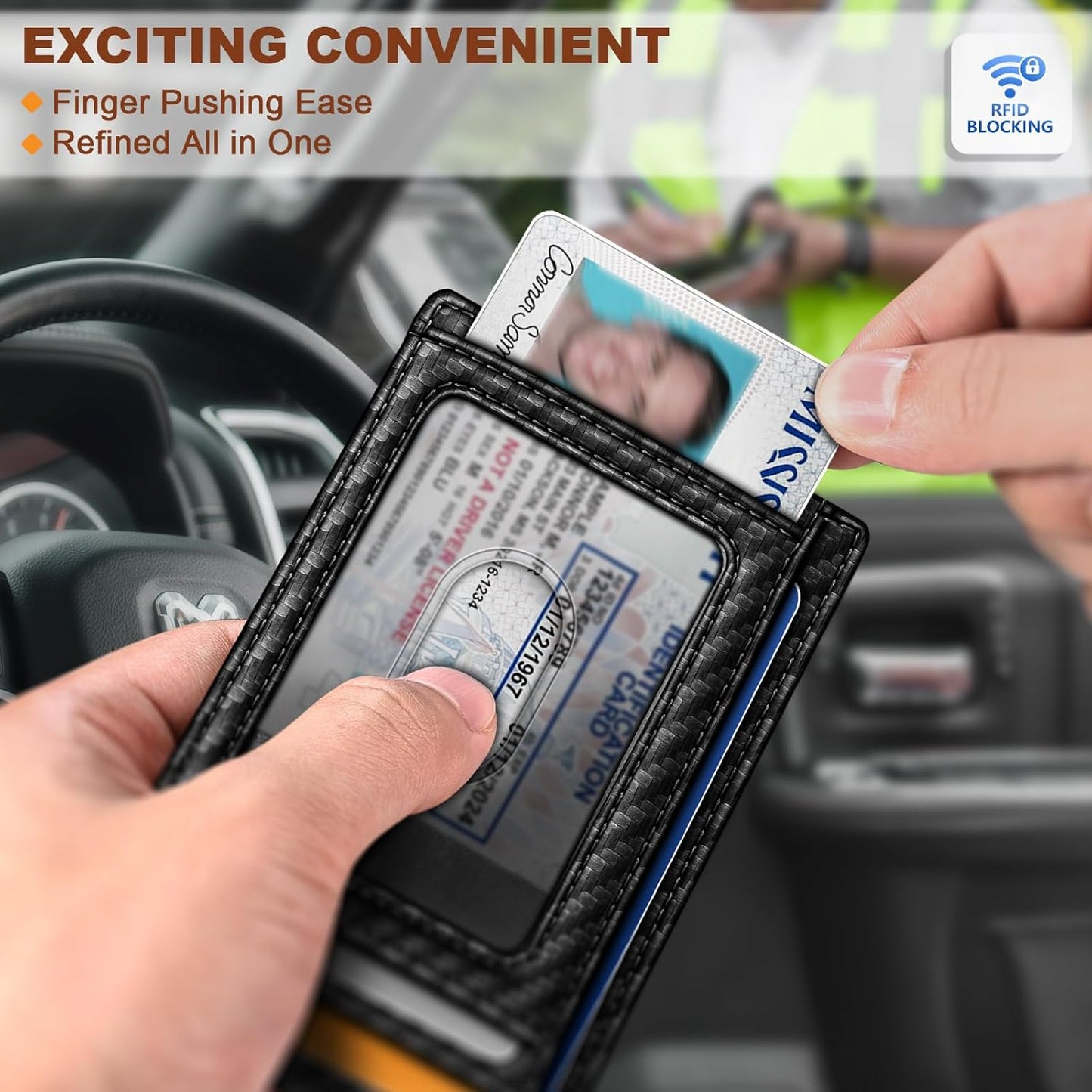 BULLIANT Men Wallet,Slim Leather Wallet Money Clip Card Hodler For Men Gift 8 Cards RFID Blocking