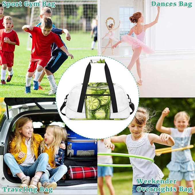 Food And Beverage (2) Kids-Duffel-Bags Gymnastics Dance Bag Carry-On Overnight Travel Gym Lightweight Dance Sports Bags For Girls Boys Kids,
