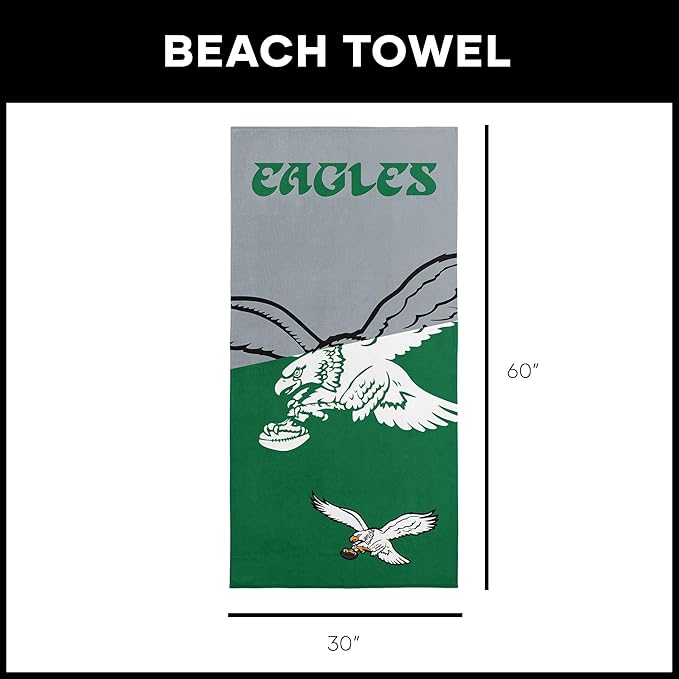 Northwest NFL Oversized Microfiber Beach Towel, 60 x 70 Inches – Quick Dry, Sand Resistant, Lightweight, Highly Absorbent, Shibori Design