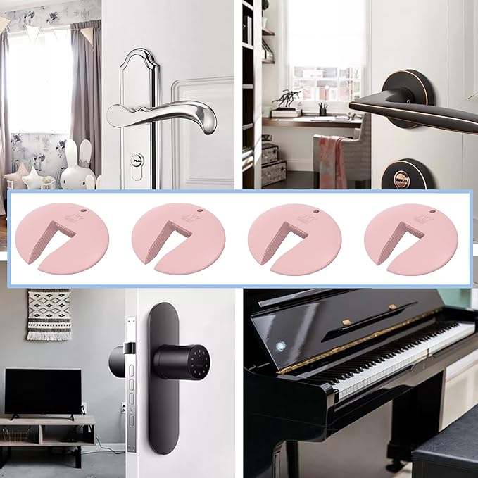 Door Pinch Guard and Door Slam Stopper, Durable Silicone Door Finger Pinch Guard, Prevents Slamming on Even Heavy Doors, Non-Toxic & Pet Friendly, 6 Packs Pink.
