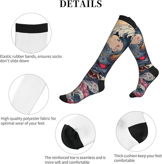 Compression Socks Knee High Circulation Support Socks For Women Men Athletic Running Work Hiking Cycling Travel