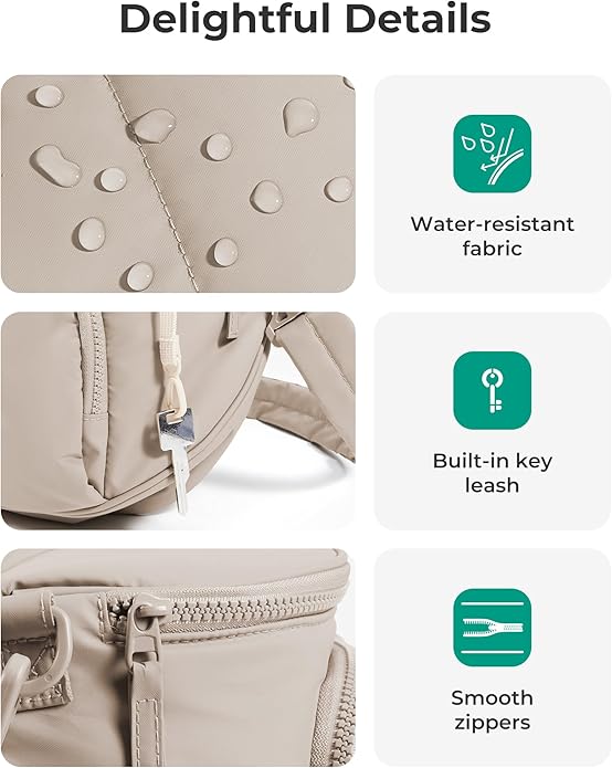 BAGSMART Bum Bags for Women, Crossbody Purses for Travel & Work, Quilted Water-resistant Hobo Bag | 4.5L Roomy, Fanny pack, ideal for Moms, Long Outings, Everyday cute bag, Puffer, Nylon