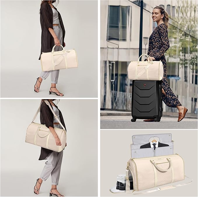 Convertible Garment Bag with Shoulder Strap, Carry on Garment Duffel Bag for Men Women,Waterproof & Wrinkle-Free Suit Carrier for Business Trips & Weekend Getaways, Foldable & Lightweight