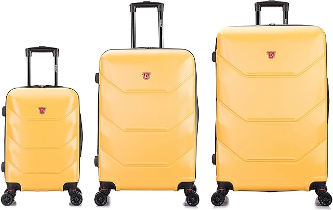 DUKAP ZONIX Luggage with Spinner Wheels | Durable Lightweight Hardshell Suitcase, Spacious Travel Sets with Handle and Trolley | (20/26/30) 3 Piece Luggage Set | Mustard