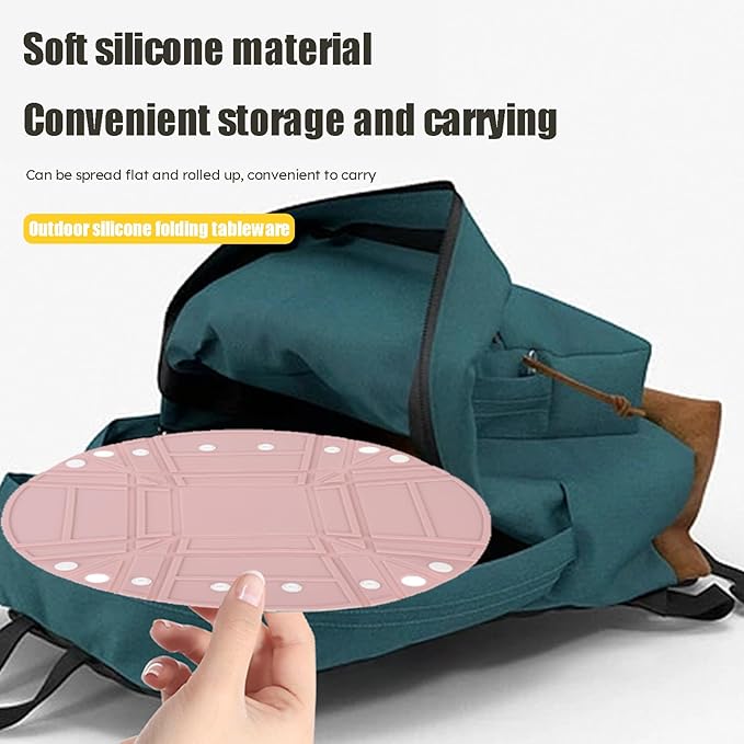 Collapsible Bowls, Silicone Flat Stacks Collapsible Food Storage Containers for Holding Water, Food, Versatile Portable Camping Essential Tool for Camping, RVs, Pink (Cup, Bowl, Dish)