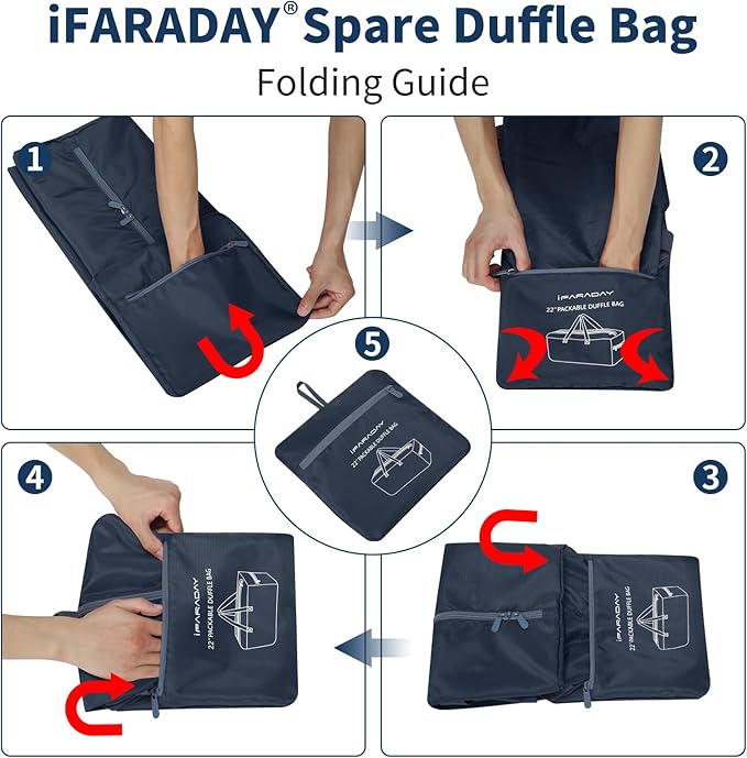 35L Small Foldable Duffle Bag - 22 inch Lightweight Spare Storage Bag for Travel(Navy Blue)