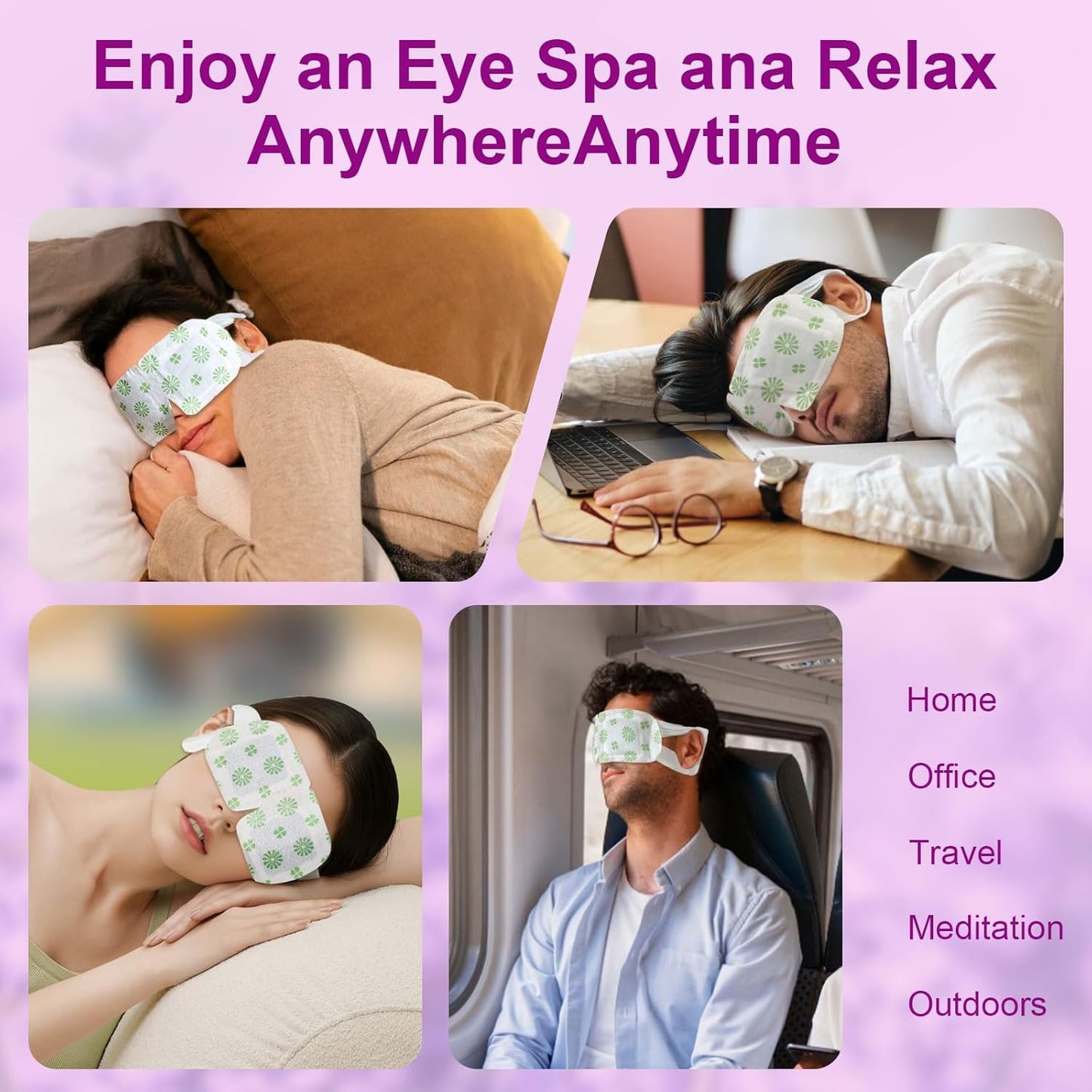 10 Packs Steam Eye Mask,Mnswand Lavender Steam Eye Masks Disposable, Self-Heating Relief Heated Eye Mask for Fatigue, Perfect for Home, Sleep, Spa & Travel 