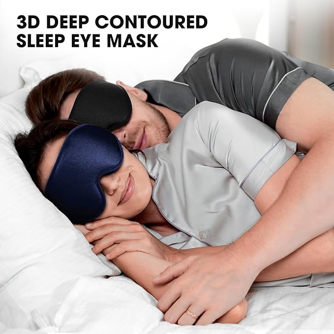 Sleep Mask | 99% Fully Block Out Light Eye Sleep Mask | Long Lash Extension | 3D Deep Contoured Eyes Cover Zero Pressure | Adjustable Straps | Sleep Travel Home Nap Rest Women Men (Dark Blue)
