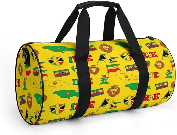 Beach Swim Bags Rasta Jamaican Reggae Flag Map Magnetic Tape Men Women Duffle Bag Foldable Gym Bag Lightweight Travel Sports Bags for Men and Women