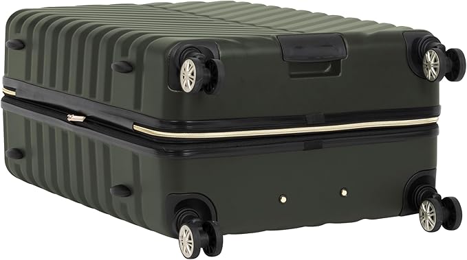 Kenneth Cole REACTION Madison Square Lightweight Hardside Chevron Expandable Spinner Luggage, Olive, 24-Inch Checked