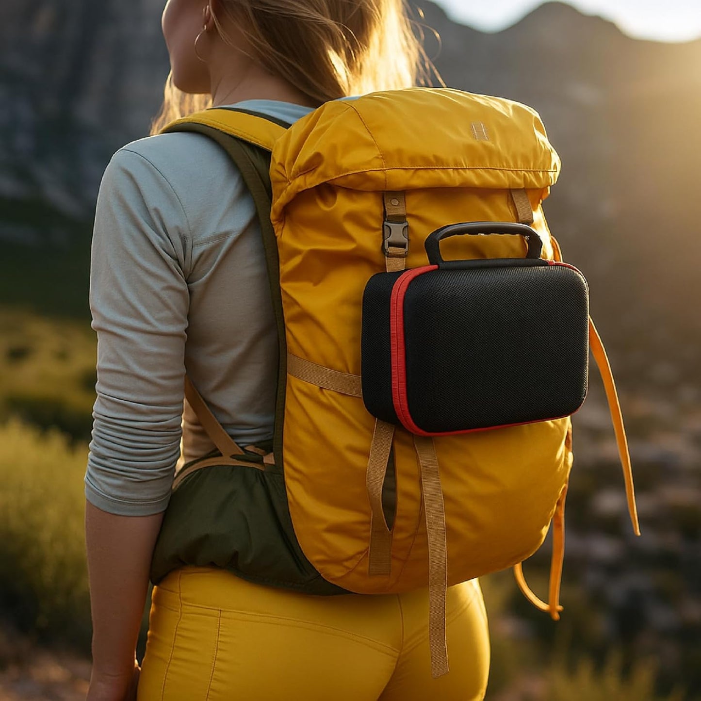 EVA Hard Case with Customizable Foam Protective EVA Carrying Case Shockproof Outdoor for Camera, Digital Products, Electronic Instruments with Knife(Black and Red,7.1 x 4.7 x 3.1 Inch)