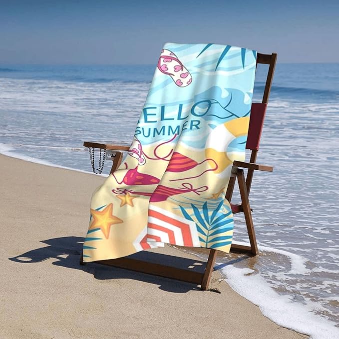 Cute Beach Towel for Women/Adults, Personalized Microfiber Beach Towels Bulk, Quick Dry Beach Towel for Pool, Lightweight Bath Towels Oversized Clearance 30"x 60"