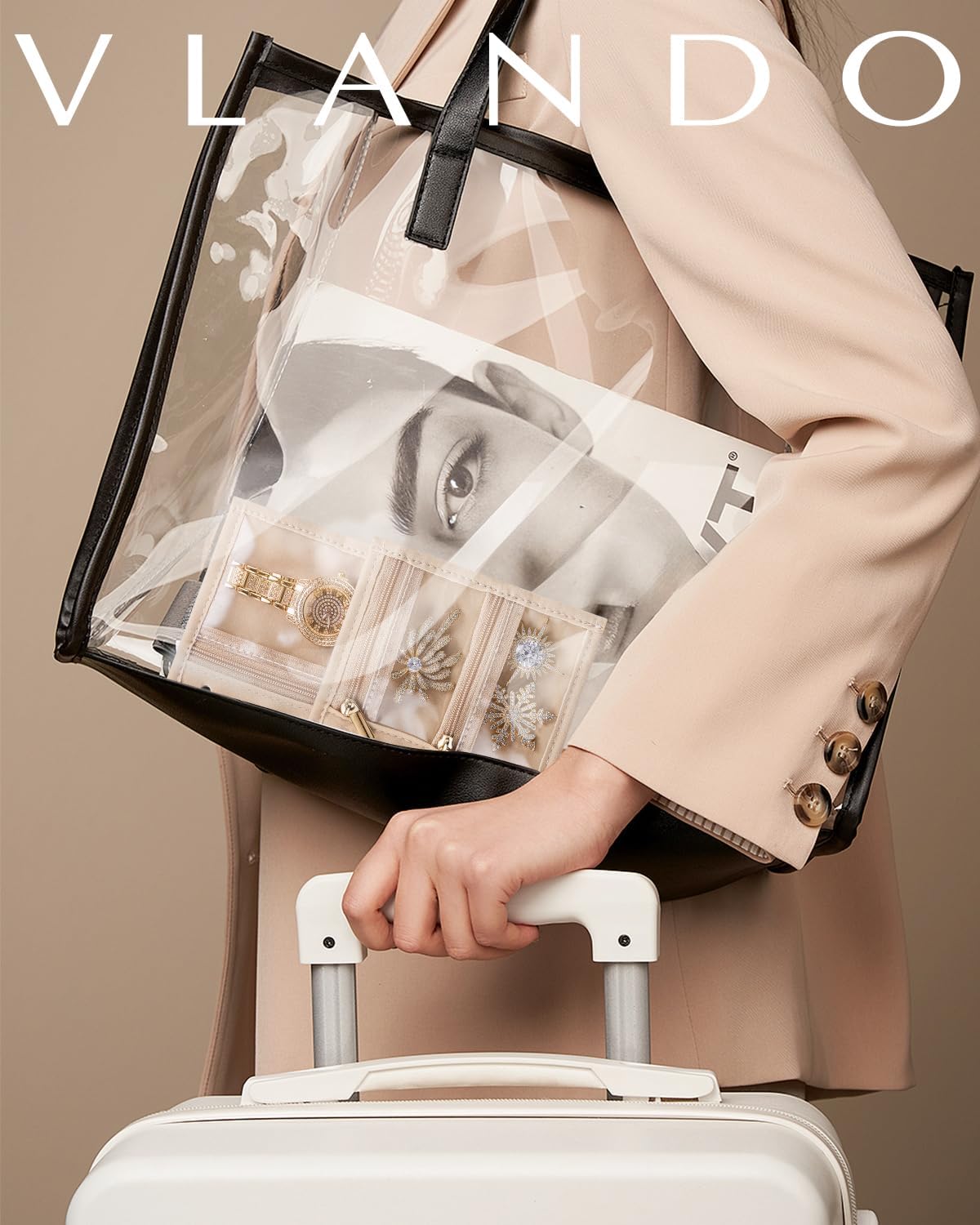 Vlando Jewelry Box for Girls Women,5 Pcs Jewelry Bags,Display Portability Jewelry Storage for Gem Diamond Necklaces Rings Earrings Bracelets(Small