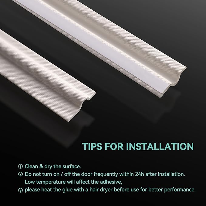 MOPMS Draft Stopper Sweep, Door Weatherproofing Stripping, Window Seal Strip Self-adhisive Soundproof Cuttable Weather Length 13.12 Ft (2 Pcs x 6.56 Ft), White