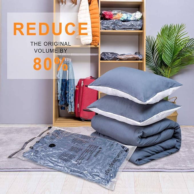 GONGSHI Vacuum Storage Bags, Space Saver Seal Bags For Clothing, Blankets, Comforters, Pillows, Clothes Storage,Travel Luggage.10 Jumbo