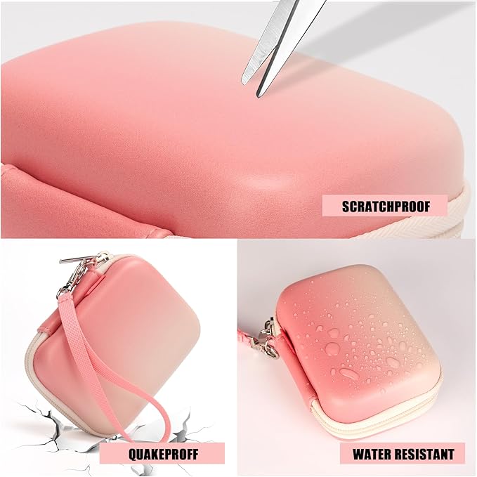 Cwatcun Digital Camera Case, Small Camera Pouch Carrying & Protective Case for AbergBest 2.7" LCD Kodak Pixpro/Canon PowerShot ELPH 180/190 / DSCW830 Travel Cameras, Waterproof Shockproof Case, Pink