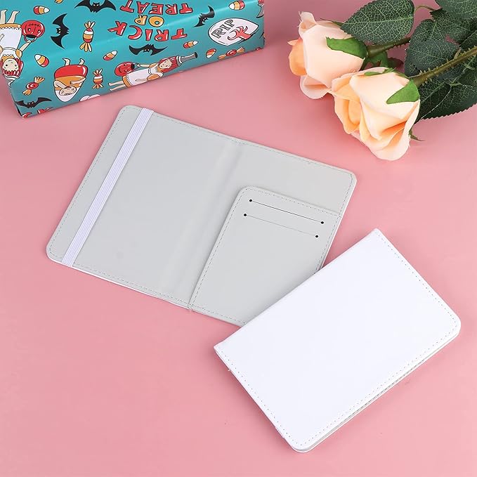 4-Piece DIY Sublimation Passport Holder Covers, PU Leather, RFID Blocking, Black, Unisex, Minimalist Style, 5 Compartments, 3 Card Slots, Boarding Pass Pocket
