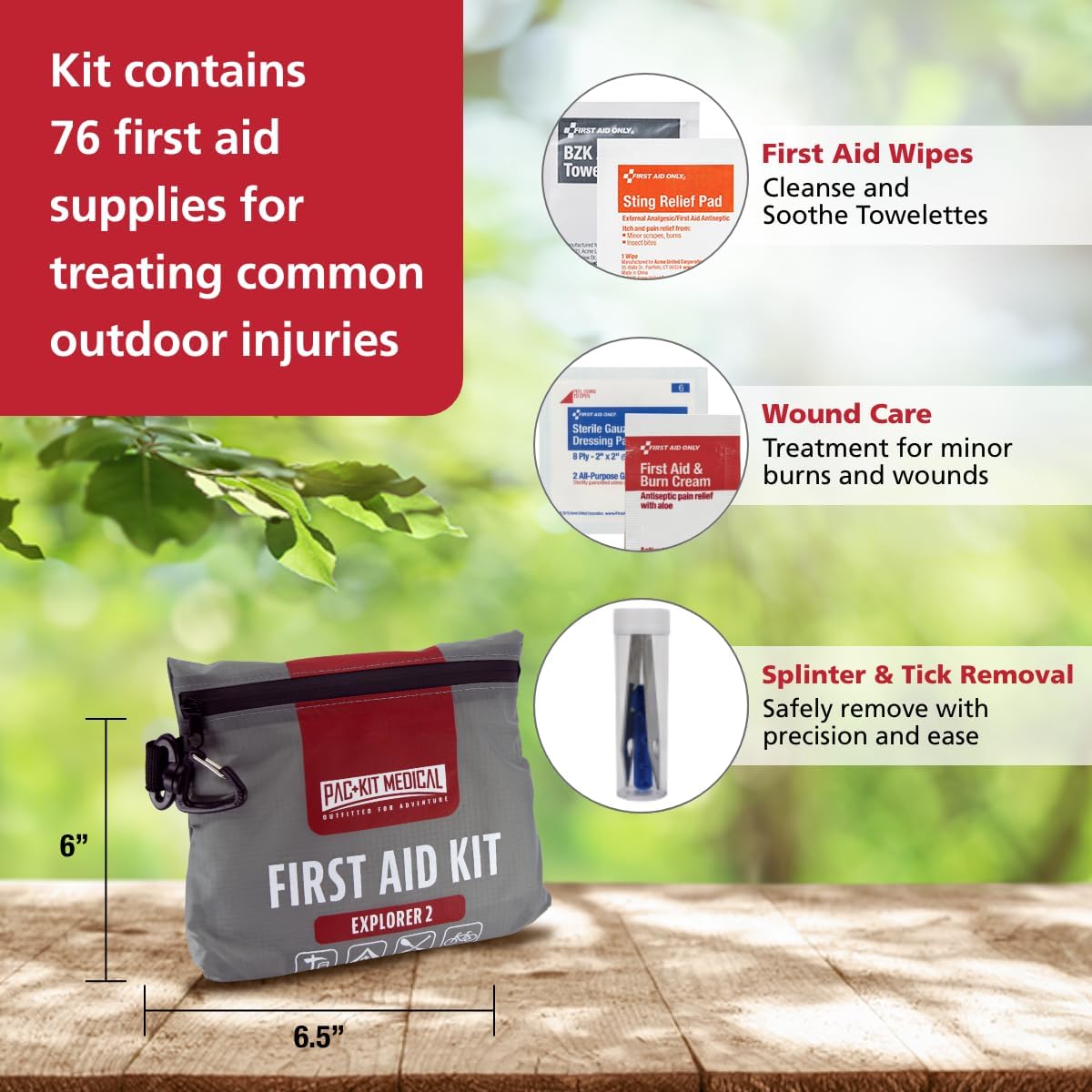 Pac-Kit Watertight Explorer 2 First Aid Kit for Hiking, Camping and Outdoor Activities, 76 Pieces