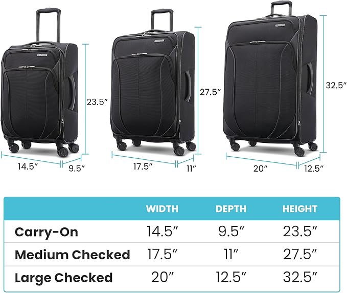 American Tourister 4 KIX 2.0 Expandable Softside Luggage with Spinner Wheels, 28 SPINNER, BLACK