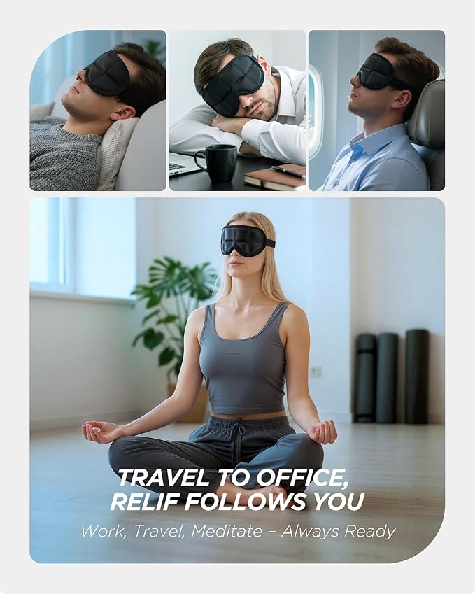 3D Cooling Sleep Mask with Double Coldfocus Gel - Frozen Cold Gel Eyes Mask with Contoured Blackout Hot & Cold Therapy for Women, Men Sleeping on Airplane Traveling for Migraine, Dry Puffy Eye,2 Packs