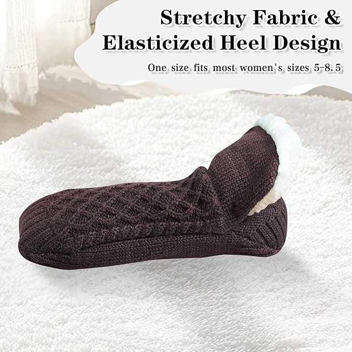 Warm Slipper Socks for Women Indoor Soft Cozy House Sock Shoes Non-Slip Knitted Socks Fuzzy Thermal House Slippers