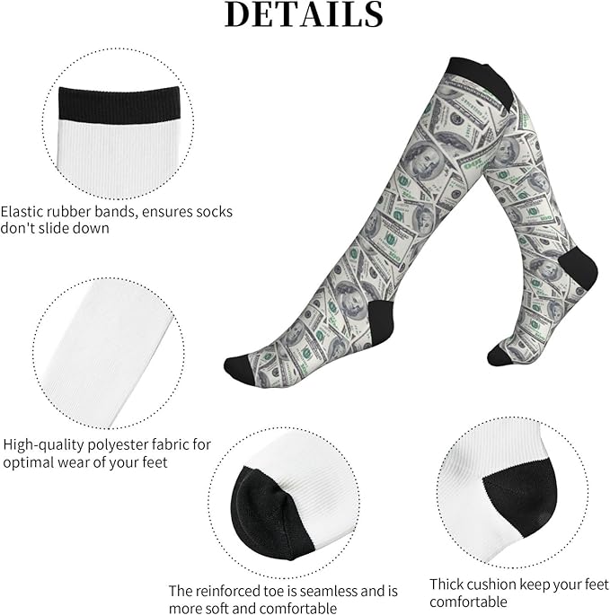 Compression Socks Knee High Circulation Support Socks For Women Men Athletic Running Work Hiking Cycling Travel