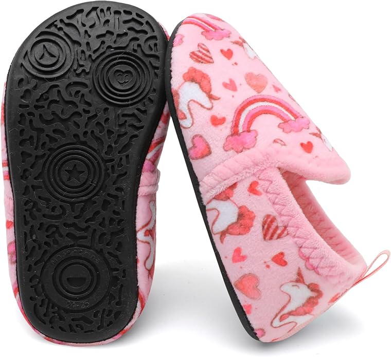 XIHALOOK Toddler Boys Girls House Slippers with Microfleece Lining Cozy Household Shoes Non-slip for Kids