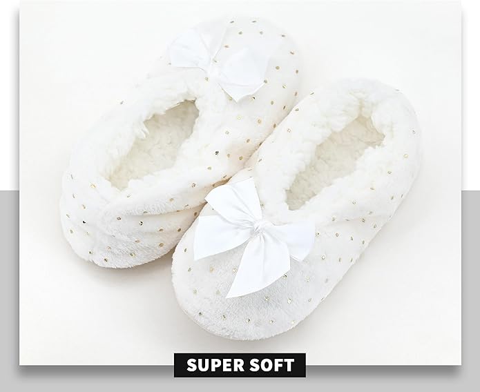 Panda Bros Slipper Socks for Women Grippers, Fuzzy Cozy Fleece Slipper Socks, Soft, Warm House Slippers