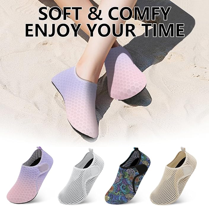 Scurtain Barefoot Water Shoes for Women Men Beach Swim Aqua Socks Summer Quick-Dry Sandals Slippers