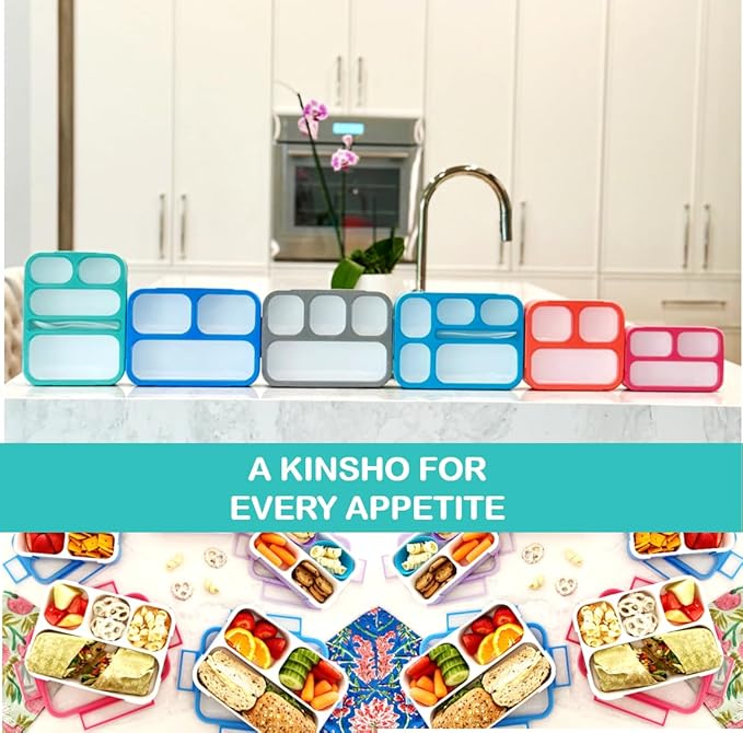 Snack Containers for Kids | MINI Lunch Box | SMALL Reuseable Bento Box Portion Container | Leak Proof Boxes for School | Daycare Work Travel | for Adults Boys Girls | Teal Blue + Orange Set of 2