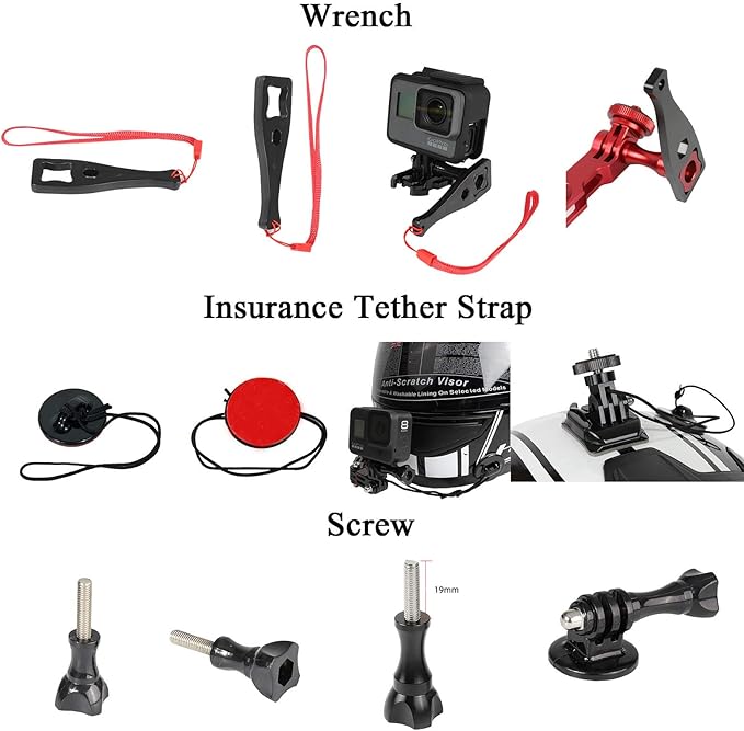 Universal Action Camera Accessory Kit for GoPro Hero 13 12 11 10 9 8 7 6 5 Go pro Max Insta360 X5/X4/X3 DJI OSMO Action 3 4 5 Pro AKASO APEMAN Sports Cam, Helmet Base Adhesive Tripod Adapter Mount