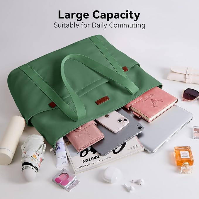 Handbags for Women Large Capacity Tote Bag with Zipper and Multi-Pockets Lightweight Waterproof Nylon Shoulder Bag