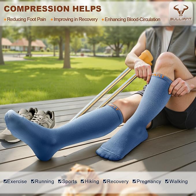 BULLIANT Compression Socks 3Pairs-15-20mmHg Circulation Support Men Women Hiking Sports Recovery-Upgraded Wicking Tech