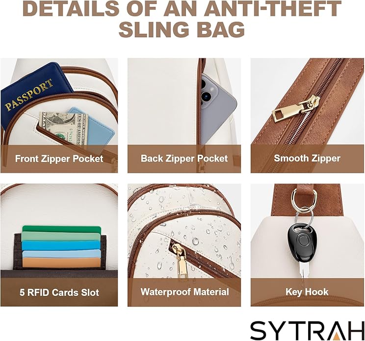 Anti Theft Sling Bag for Women, RFID Crossbody Purses Convertible Sling Backpack, Cross Body Purse Chest Bag