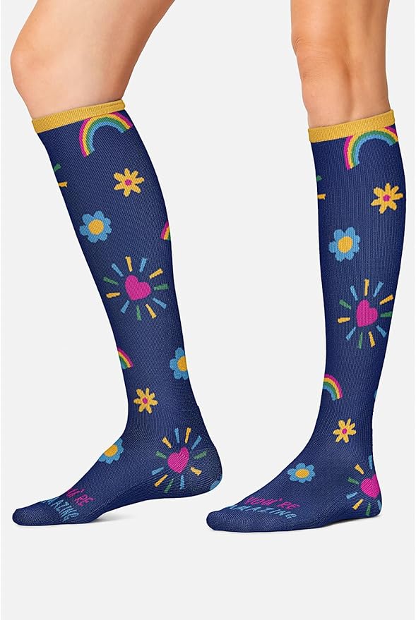 Cherokee Women's 10-15mmHg Compression Socks – Fun Print Knee Highs with Light Support, Soft Feel - PRINTSUPPORT