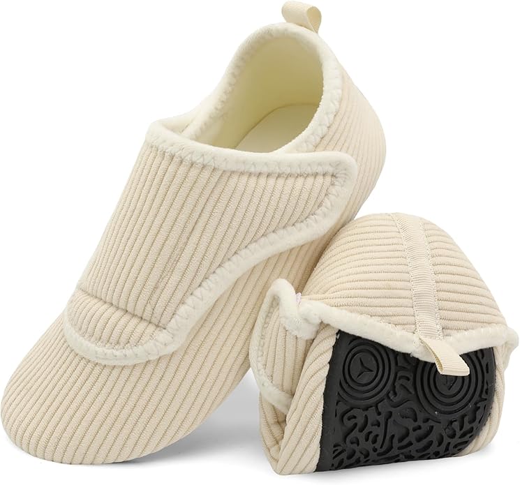 BARERUN Slippers for Women Men Wide House Diabetic Shoes for Women Men Warm Arthritis Edema Swollen Neuropathy Socks Slip on Adjustable Fuzzy Comfy Soft Womens Mens Bedroom Sliipers