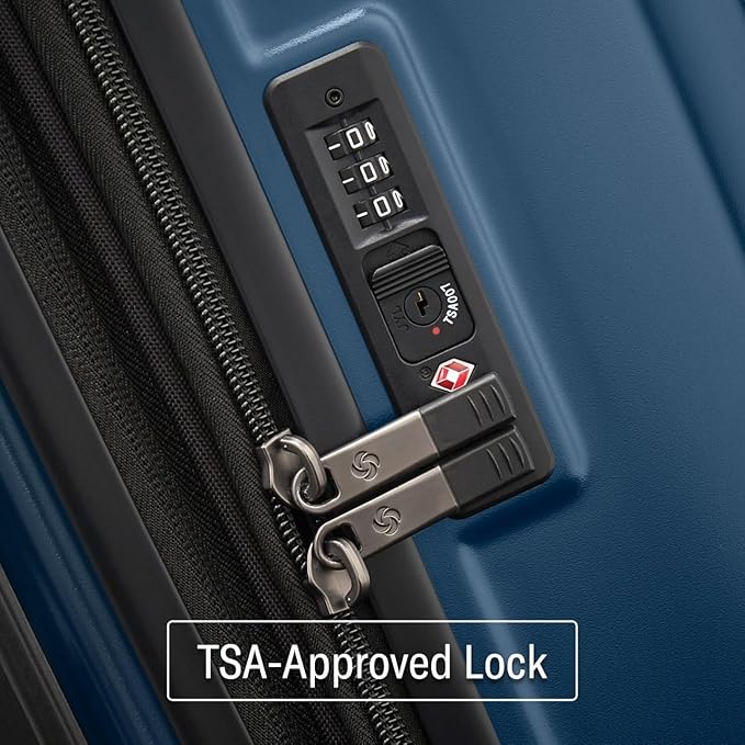 Samsonite Octiv Lightweight Hardshell 3-Piece Luggage Set (20/24/28) - Durable & Impact Resistant, 360° Aero Trac Spinner Wheels, Adjustable Telescopic Handle, Expandable, TSA Approved Lock - Blue