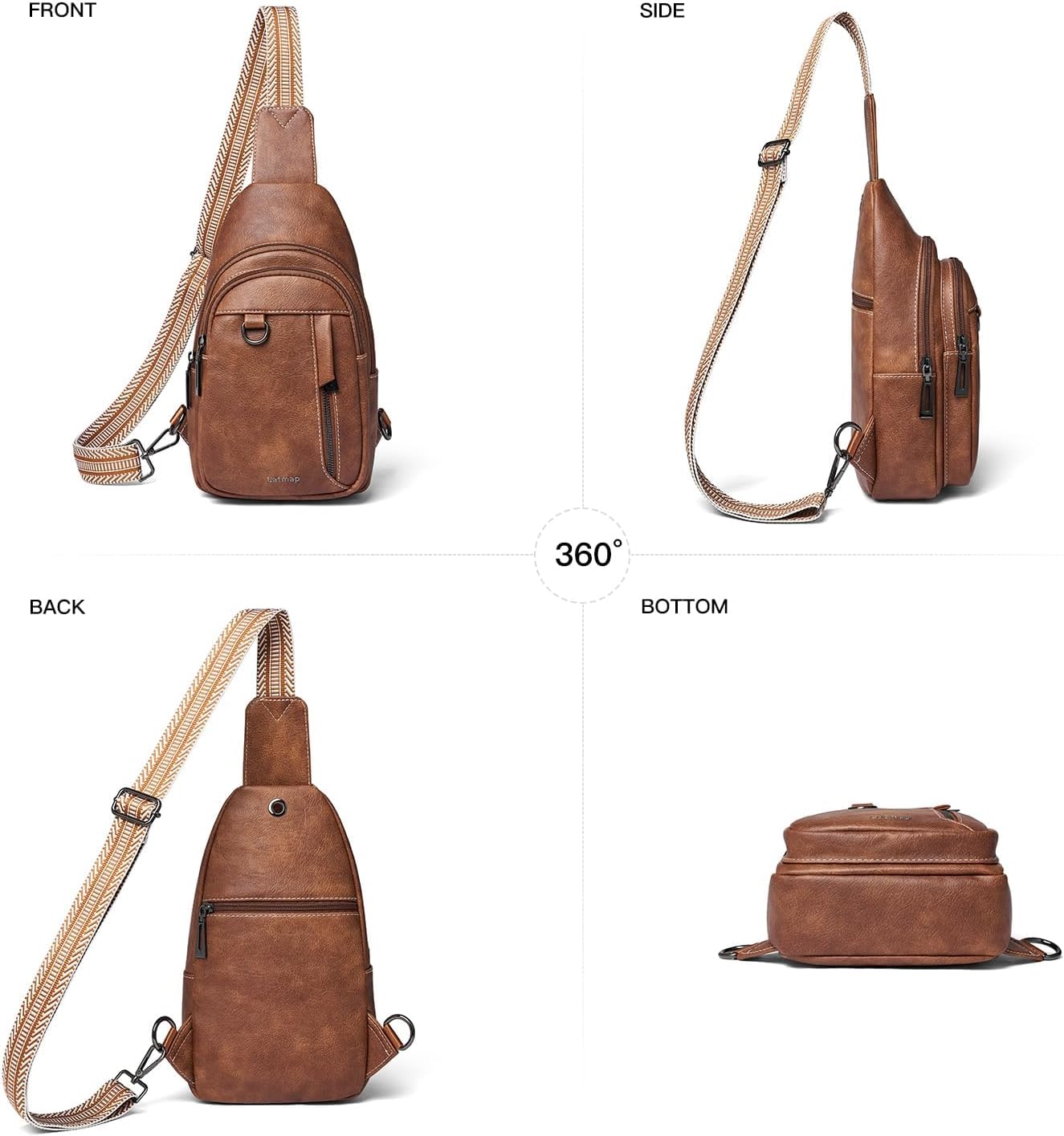 7L Sling Bag for Women Men Leather Small Sling Backpack Daypack Anti Theft Fanny Pack Crossbody Purse Travel