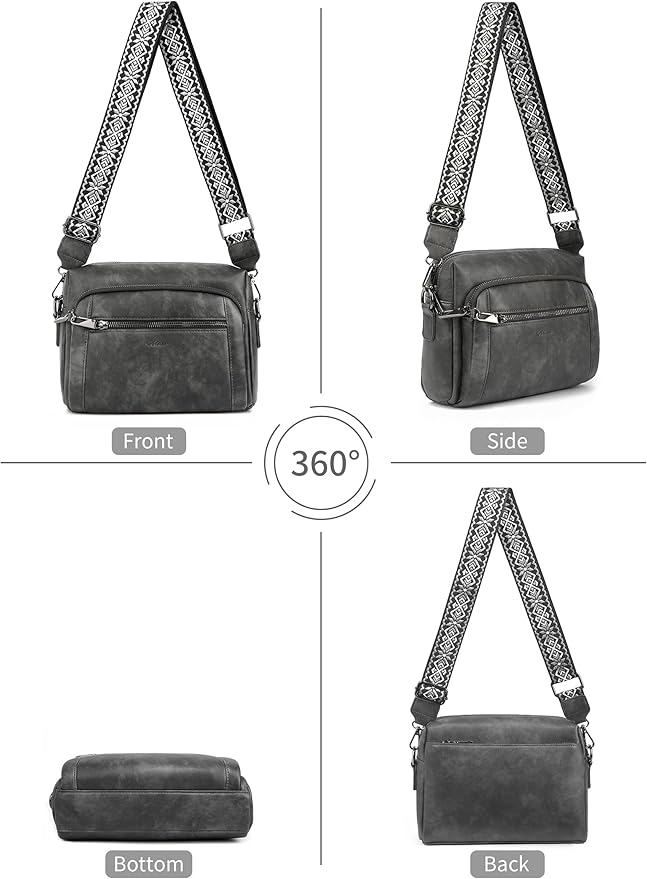 Small Leather Crossbody Bags for Women Anti theft Purses and Handbag Shoulder Hangbag with Wide Strap Tassel
