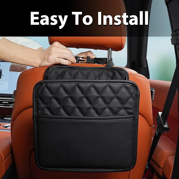 Car Seat Back Organizer, Waterproof Car Backseat Organizer with Cup Holders Large Capacity Hanging Car Storage Bag for Phones Documents Cups Bottle Travel Compatible with Most Vehicles
