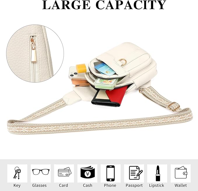 GAEKEAO Sling Bag for Women Crossbody Bags Fanny Pack Vegan Leather Chest Bag Travel Shoulder Belt Purse Backpack Gifts